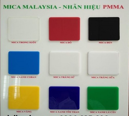Bảng màu tấm mica malaysia